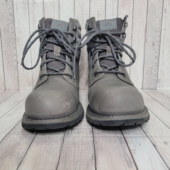 CAT Paisley 6" Steel Toe Work boot Gray Leather Women's 10 Wide - Picture 2 of 8